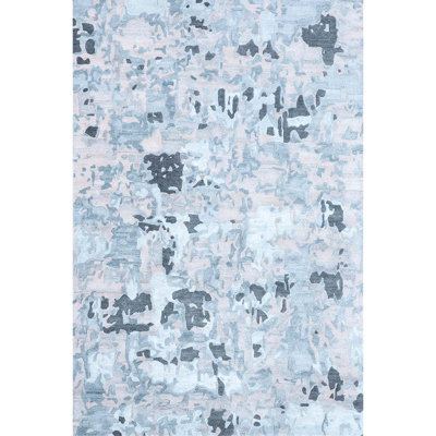 Abstract Area Rug in Turquoise/Ivory