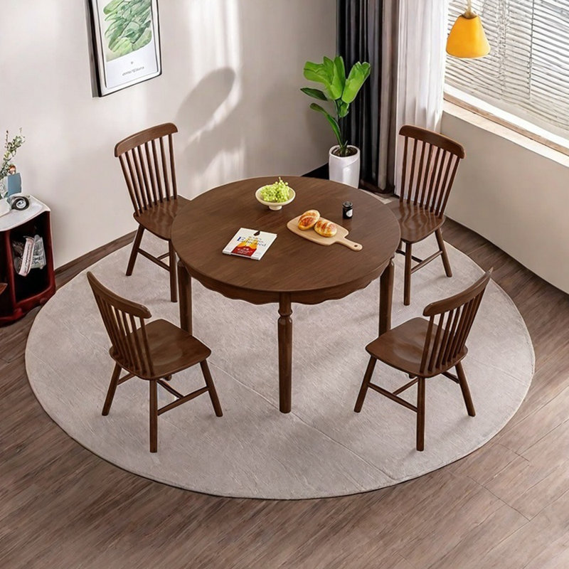 Ensemble de table de salle à manger créative en bois d'hévéa, 5