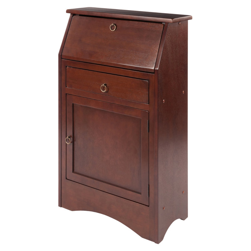 Secrétaire Alaia en bois massif et bois manufacturé brun, H 38,46 po x l 25,09 po x P 11,34 po