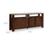 Buffet d'appoint Texy Brown, plateau en marbre taupe 68 pouces, 4 portes coulissantes
