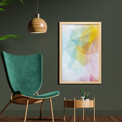 Pale Modern Rainbow Ombre Colored Image Squares and Sharp Lines - Picture Frame Graphic Art Print on Fabric -  East Urban Home, 3F9526EEE0FC489482F0A8E97F2A154D