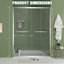 Porte de douche coulissante double à cadre en aluminium 56-60 "x70"