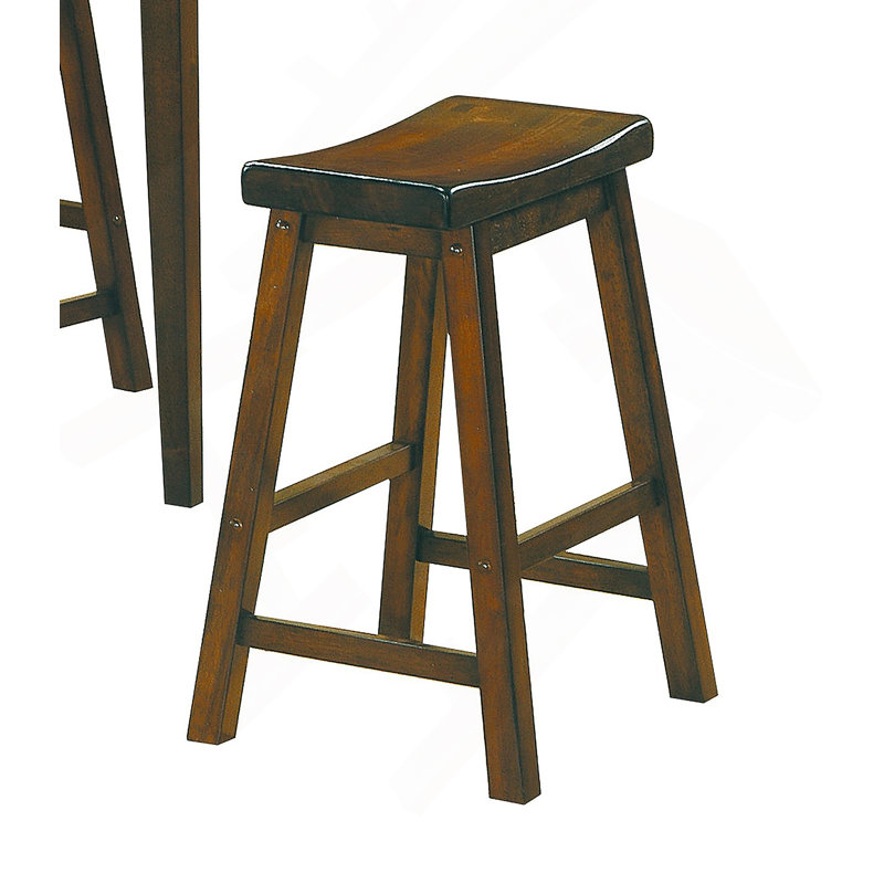 Ensemble de 2 tabourets de 18 pouces de hauteur avec siège en selle et meubles en bois massif à finition cerisier