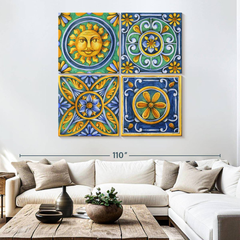 Carreaux à motif de fleurs Kerner, H 74 po x l 74 po