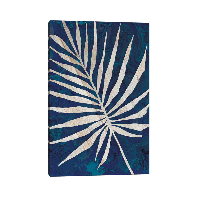 Palm Leaf Navy by Cindy Jacobs - Wrapped Canvas Painting, 101.6 cm H x 66.04 cm W x 1.91 cm D
