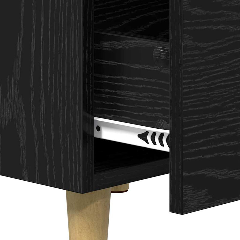 40cm W Manufactured Wood Bedside Table, Black Oak