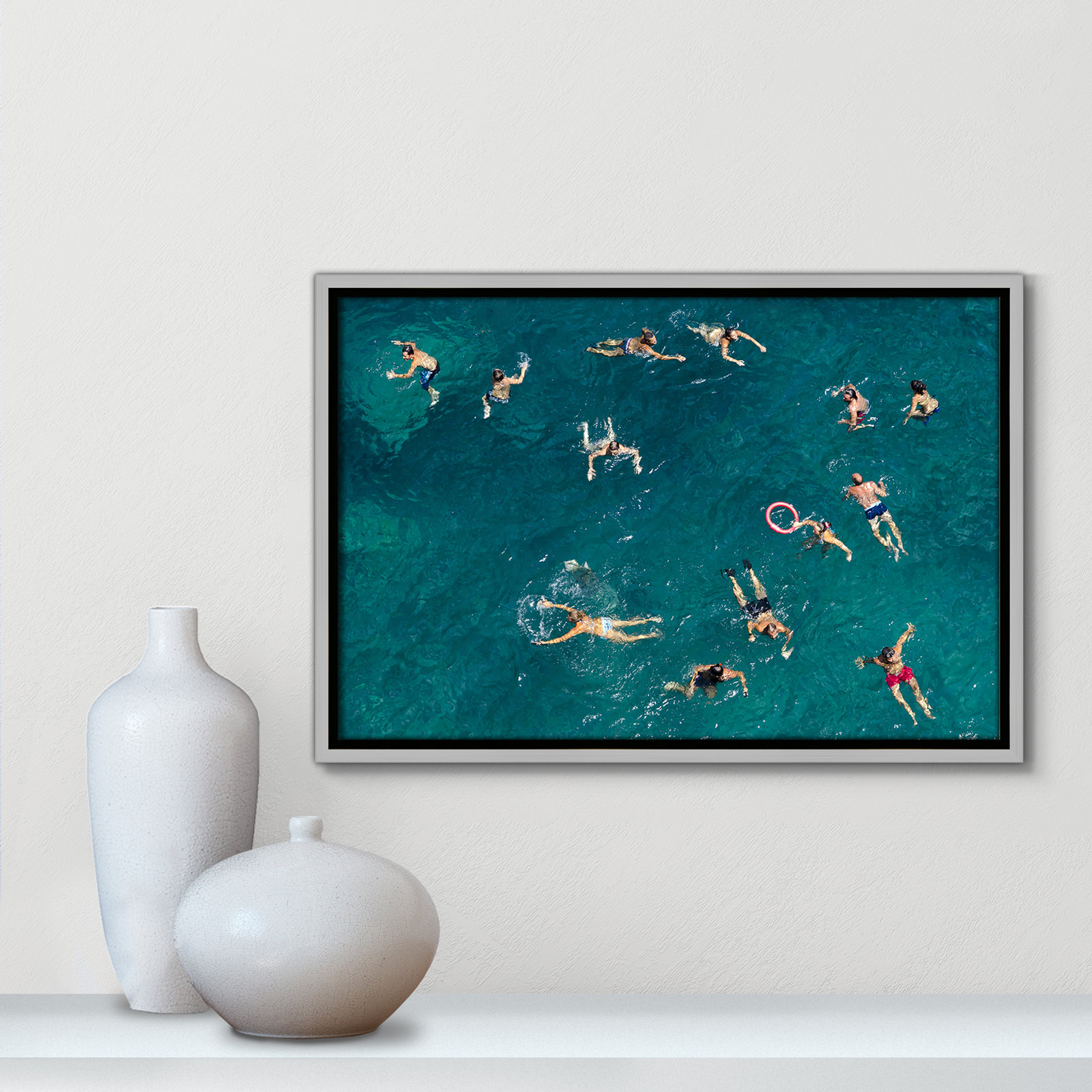 Norvell "Tonti" Print by Tonti, Silver Framed Canvas, 13.5" H x 19.5" W x 2" D