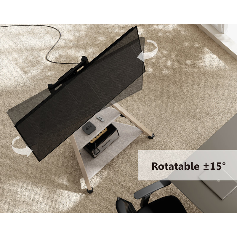 Carshalt 30.4" W Steel Mobile Floor TV Stand with Shelves, Grey