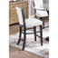 Élégantes chaises de salle à manger à hauteur de comptoir - siège et dossier rembourrés gris avec cadre noir 2 pièces pour espace avec tissu en bois-1299711688
