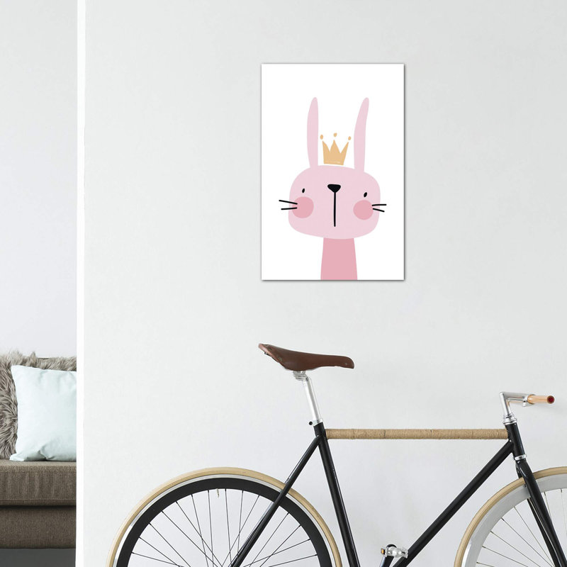 Lapin rose - impression d'art graphique, Toile tendue, Pas de tapis, H 60 po x l 40po x P 1,5 po