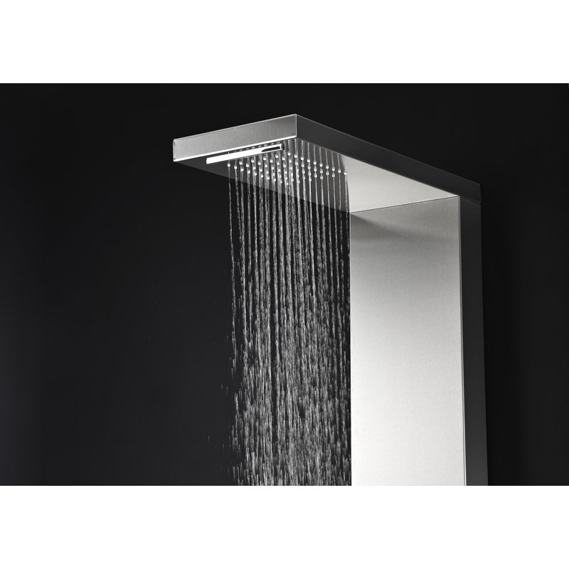 Govenor 64" Brushed Steel Shower Panel with Rain Shower and Spray Wand