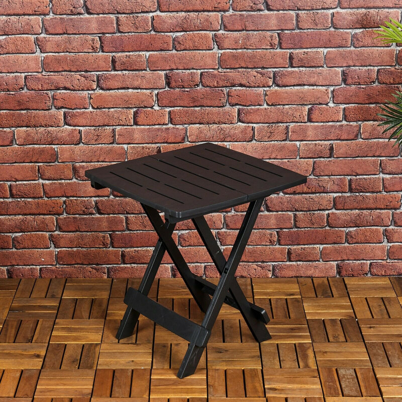 Aji Folding Plastic Garden Table, Black, 50cm H x 45cm W x 45cm D