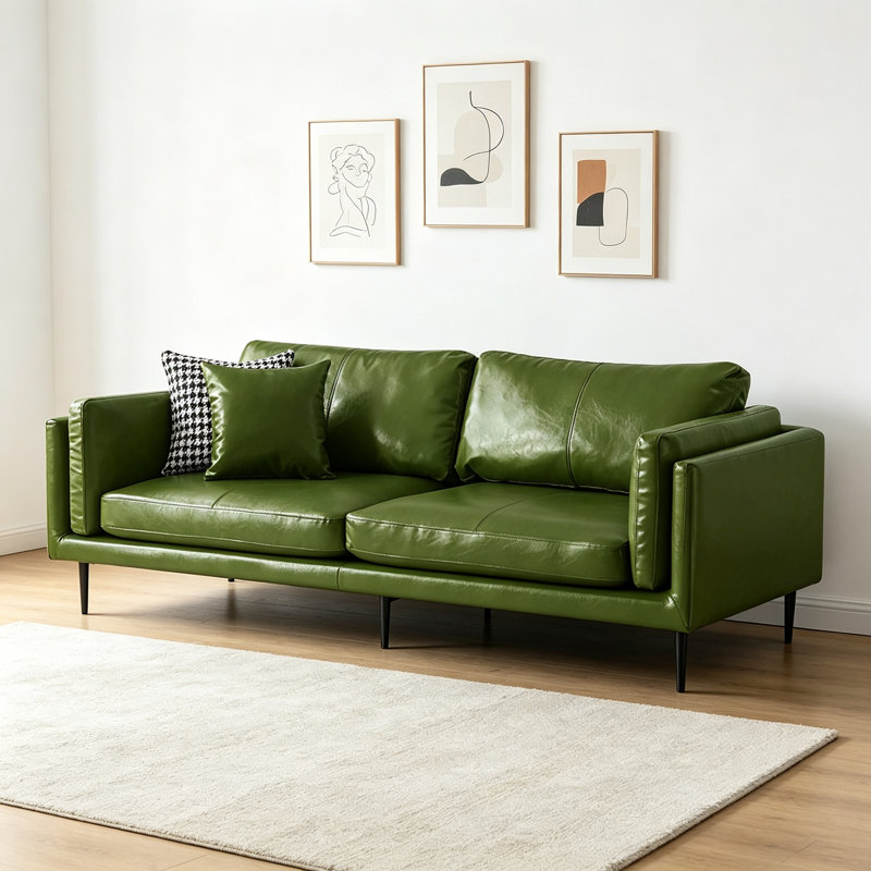 Canapé French French, Green Faux Leather