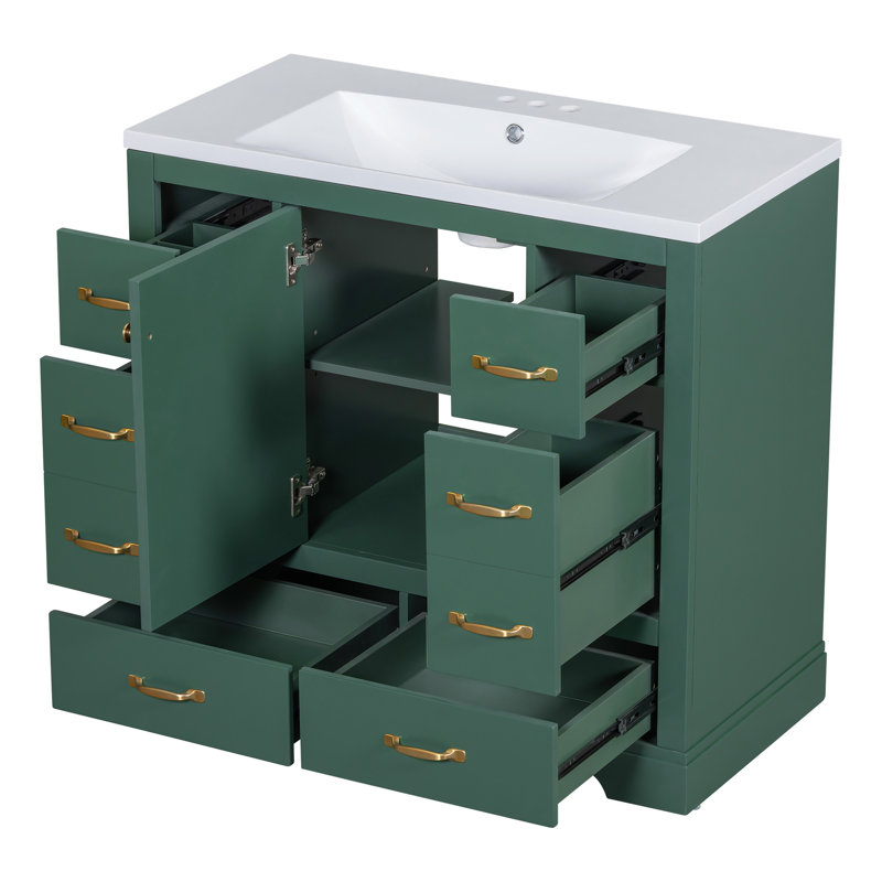Meuble-lavabo élégant avec lavabo offrant beaucoup de rangement et une conception fonctionnelle pour une salle de bain moderne.