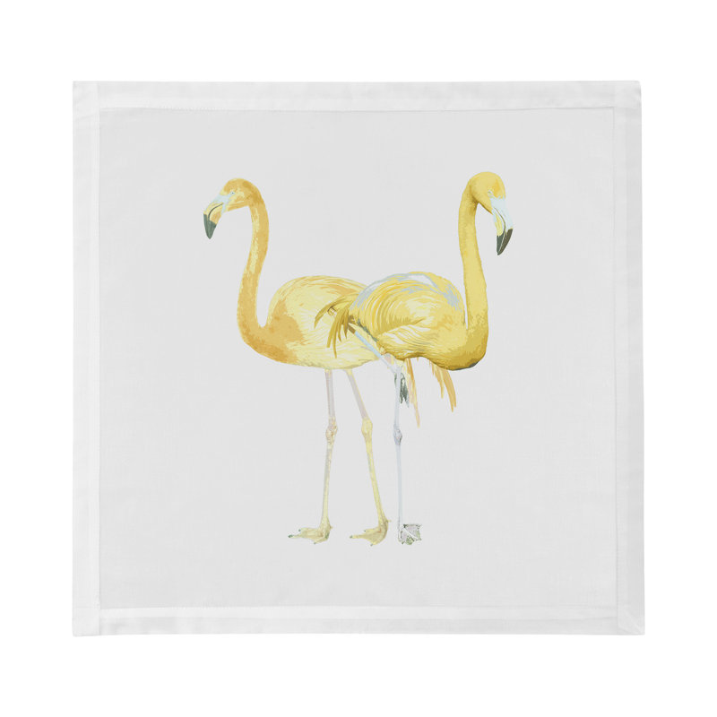 Flamingos in the Mirror Beverly Cotton Sateen Dinner Napkins, Golden