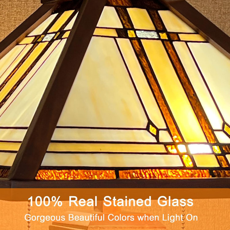 Alexander Mission Style Stained Glass and Wood Table Lamp
