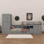 Lit superposé simple avec lit gigogne coulissant, bureau intégré et tiroirs de rangement-653000058