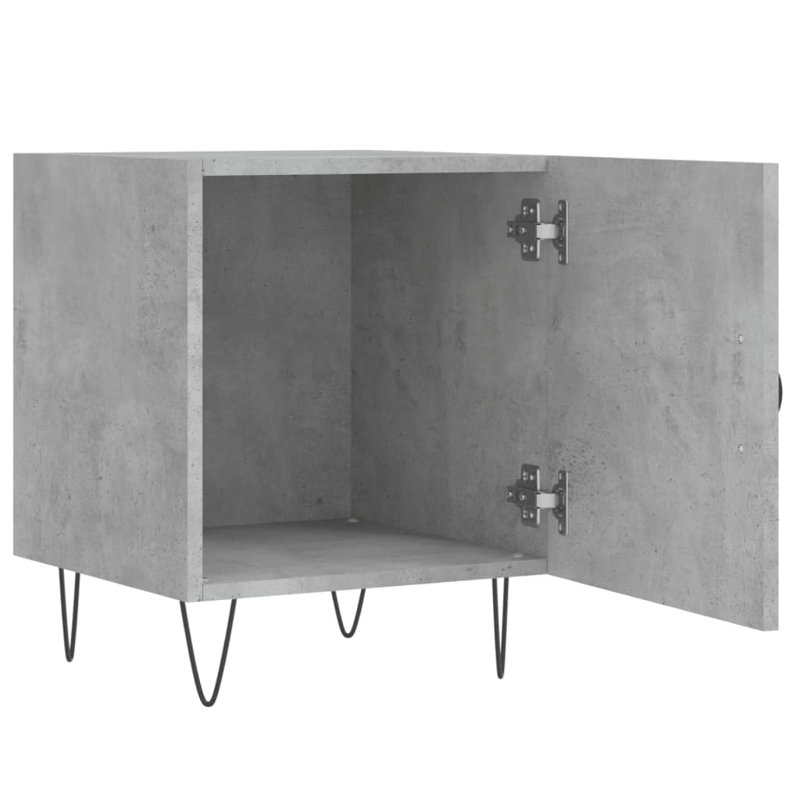 Couey 40cm W Iron Bedside Table, Concrete Grey