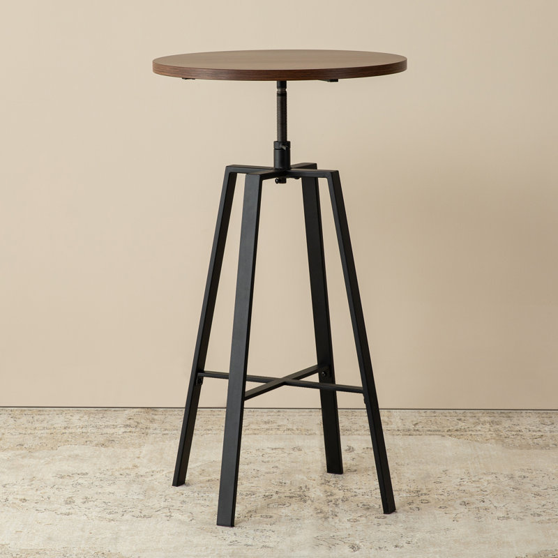 Carreira Modern Adjustable Round Bar Table Pub Table, Brown