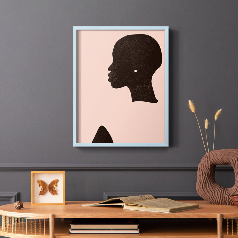 «Pink Silhouette I», reproduction encadrée - bois massif, Bleu, H 10 po x l 8 po