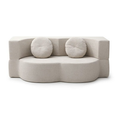 Canapé-lit 2 en 1 pliant avec coussin, canapé-lit simple, canapé-lit pour plancher et futon, canapé-lit pliant en mousse pour le salon, les invités, le bureau, un appartement, aucun assemblage requis, orange