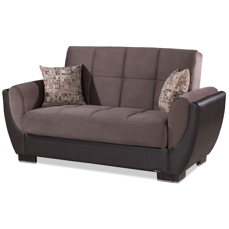 Canapé-lit avec rangement en tissu 3 en 1 Jaliah, Marron foncé, H 38 po x l 71 po x P 37 po