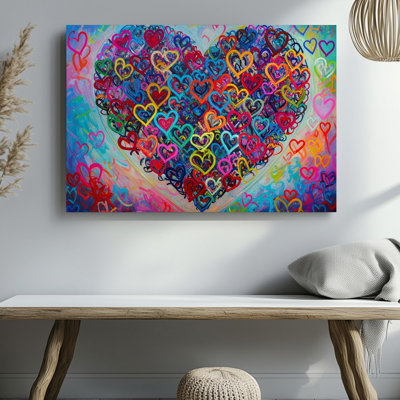 «Kaleidoscope Heart Canvascolorful Layered Neon Love», art sur toile, prêt à accrocher
