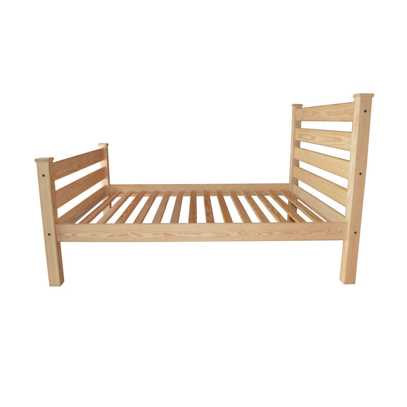 Lit standard en bois massif, Double, Beige