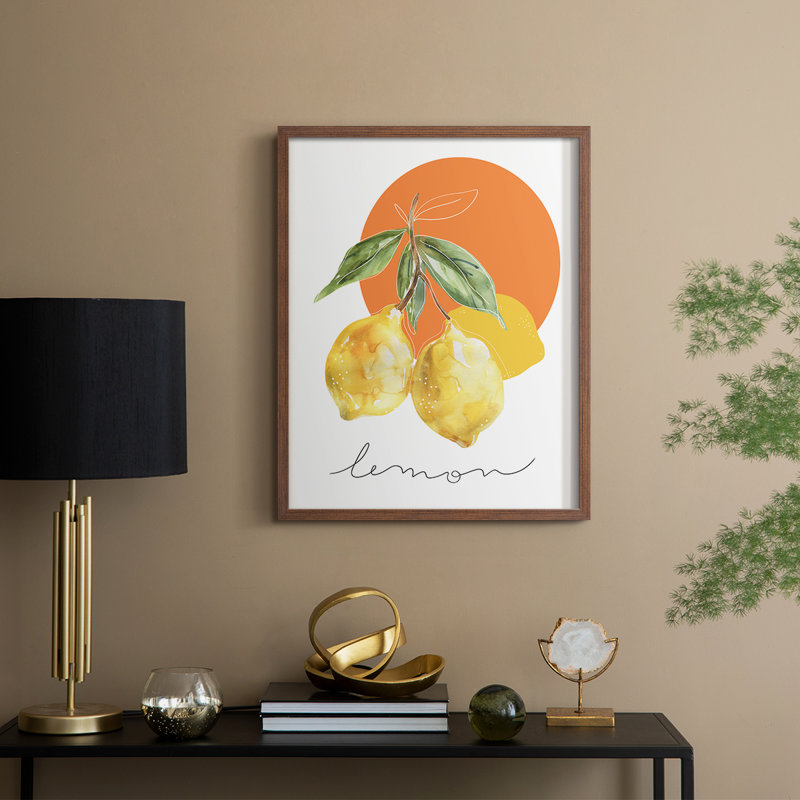 Reproduction encadrée citron - bois massif, Noyer, 30" H x 24" W