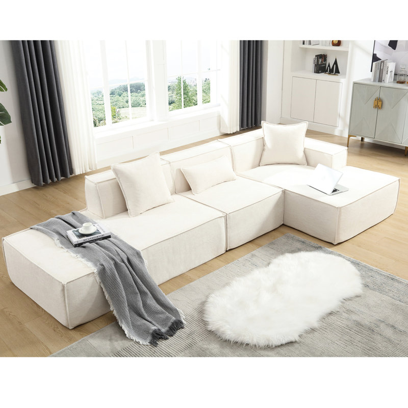 Modulaire en beige - arrangement de sièges personnalisable pour un confort moderne beige, votre espace de vie, Beige