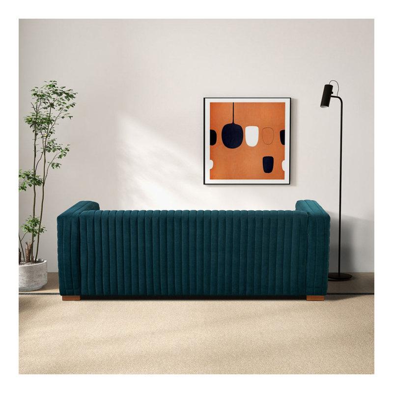 Canapé Elara - Velours, Bleu foncé / turquoise
