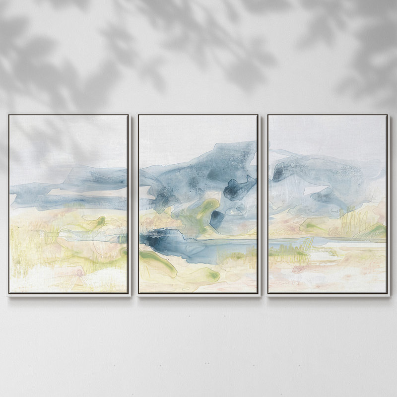 Liquide Mountain Meadow II - Toile encadrée multi-pièces, Blanc, H 40 po x l 78 po x P 2 po