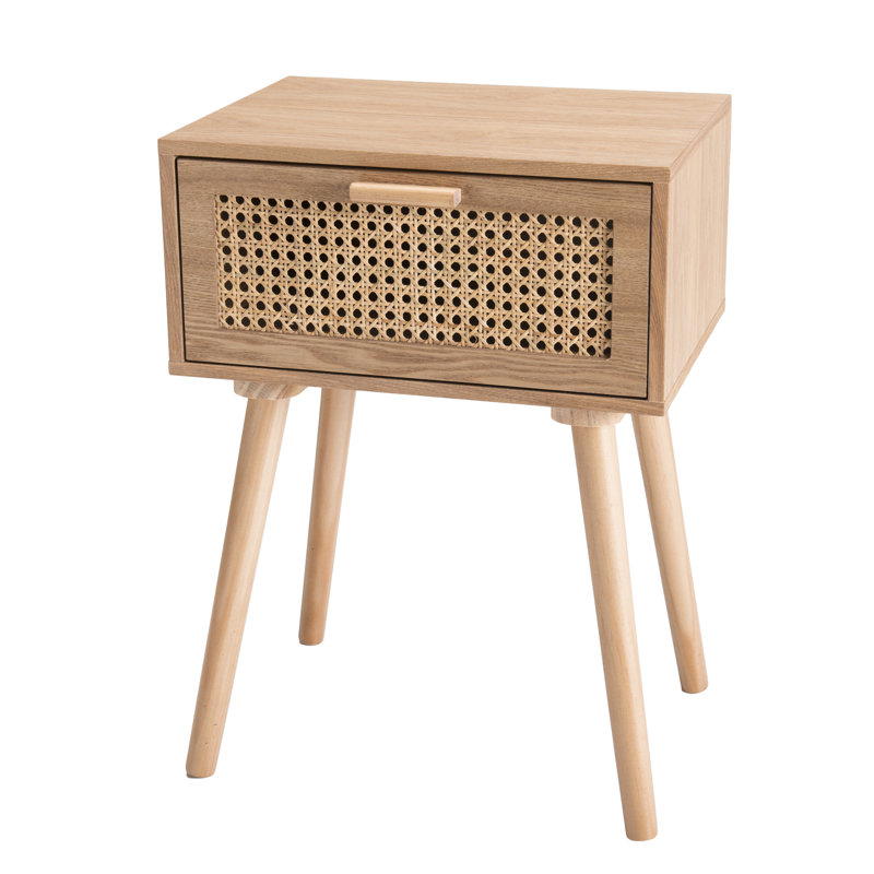 Timothy 40cm W Solid + Manufactured Wood Bedside Table, Oak