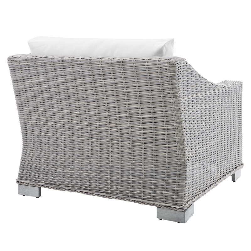 Fauteuil d'extérieur gauche en rotin Conway, Blanc