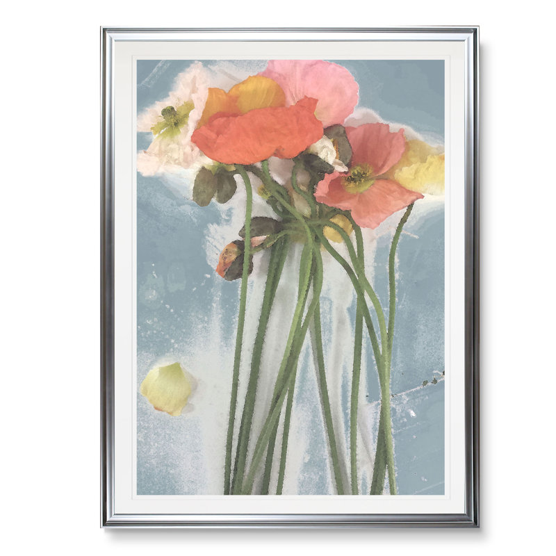 «Poppy Spray I», reproduction, H 30 po x l 22 po x P 1,5 po, Cadre argenté