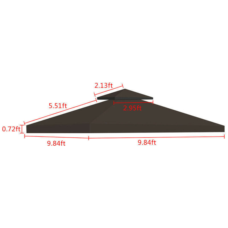 Abri de remplacement pour pavillon de jardin, 120 po x 120 po, Brun, 2 étages