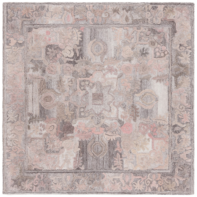 Tapis Marquee 125 gris / rose, Carré 6 pi