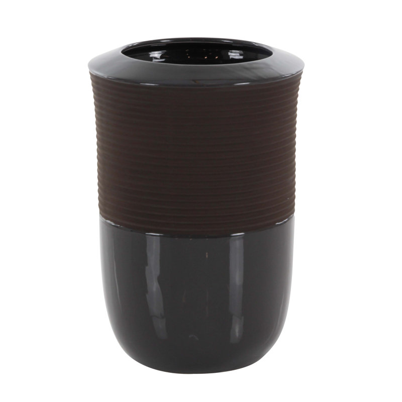 Vase de table en céramique gris foncé, H 12 po x l 8 po x P 8 po