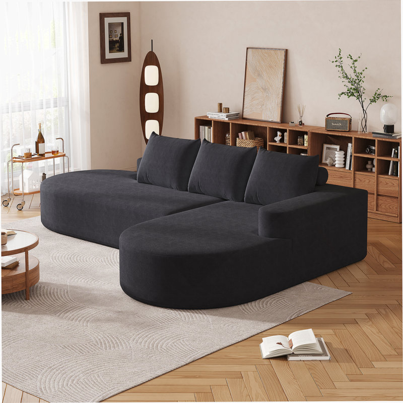 Modern Curved sofa ,Chenille Upholstered Boneless Sectional Sofa Couch Set,Modular 108.5" L Shaped Sectional Living Room Sofa Set With 3 Pillows,Free Combination Sofa Couch for Living Room,Bedroom