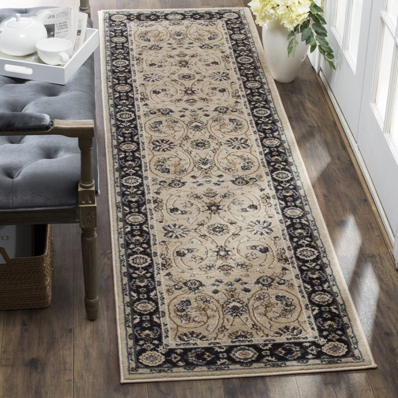 Klose Performance Oriental Rug, Runner 2'3" x 8', Black/Cream