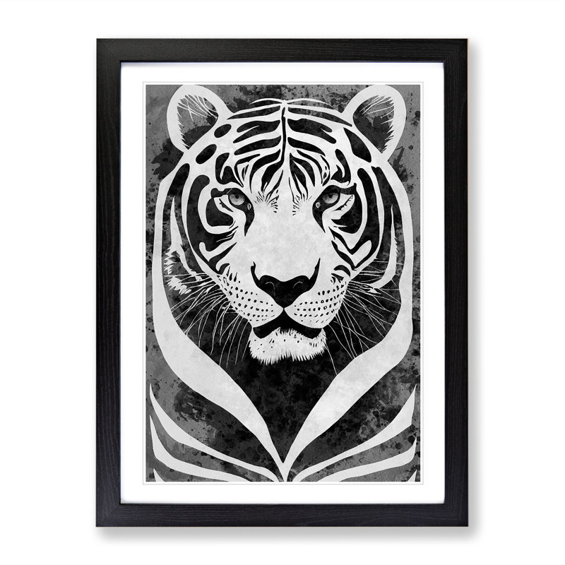 Monochrome Tiger No.4 - Framed Print, Black, 64cm H x 46cm W x 2cm D