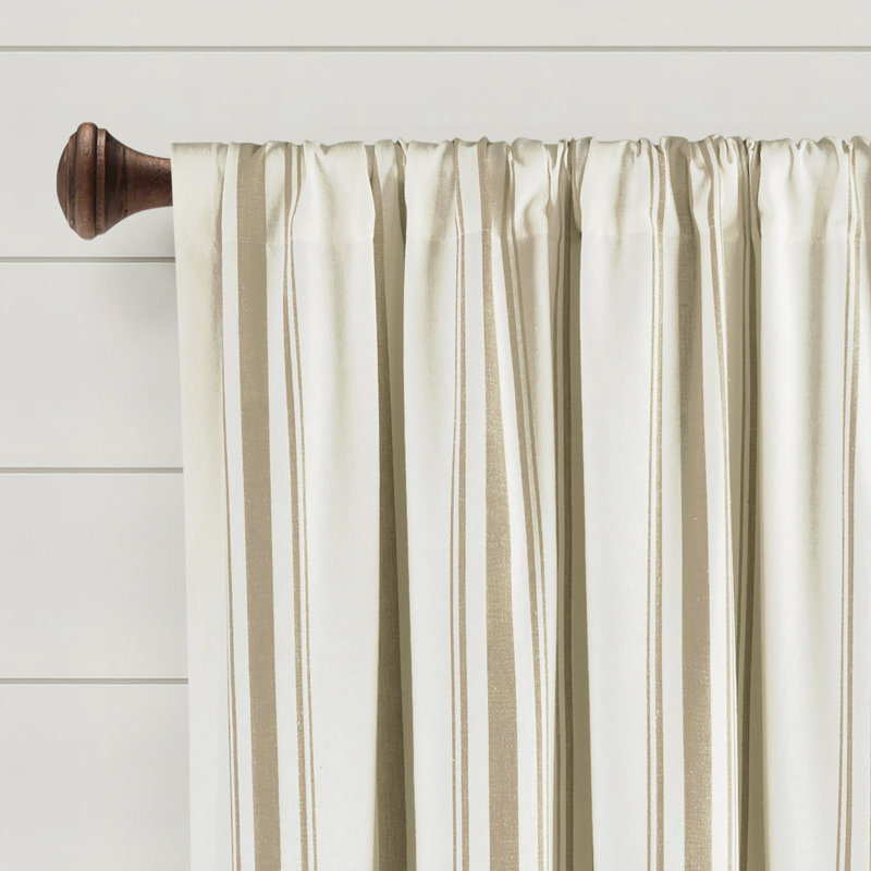 Cotton Blend Semi Sheer Curtain Pair, Neutral, 42" W x 63" L