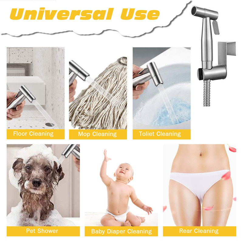 Elongated Hand Held Bidet with Faucet