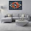 Ensemble de 1 tableau sur toile tendue de style japonais représentant des carpes koï rouges et des pivoines-1991809088