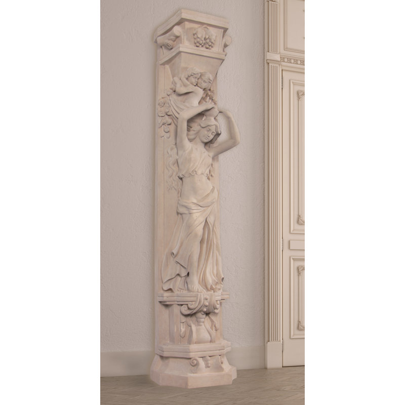 Statue de jardin romaine avec bol Pilaster