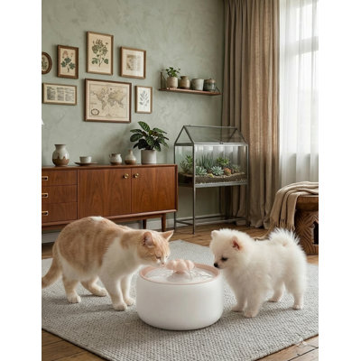 Premium Ceramic Cat Water Fountain W03 Lite, 101oz/3L Automatic Pet Fountain for Cats & Dogs, Dishwasher Safe, Ultra-Quiet Pump with Filter & Sponge Included