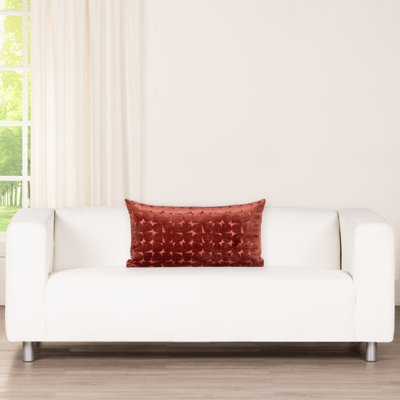Coussin Nouri, Rectangle H 36 po x l 14 po, Polyester, Rouge