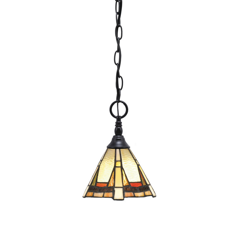 Chain Hung Mini Pendant With Glass, Matte Black