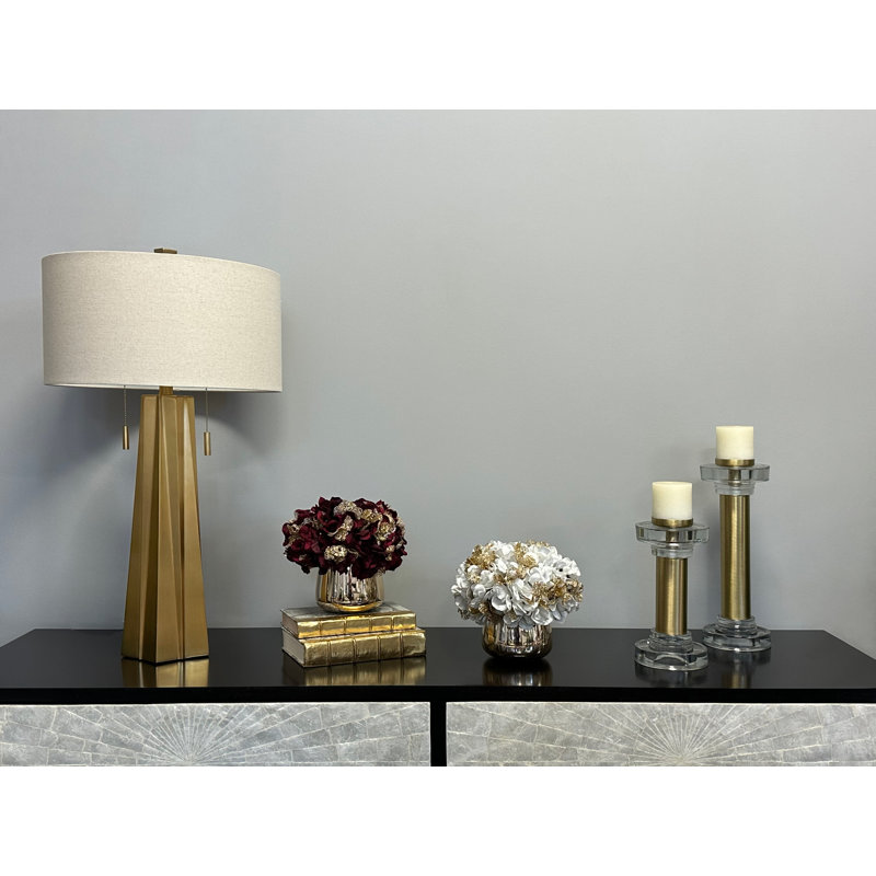 Quickep Faux Floral Arrangement in Vase, Burgundy/White/Gold