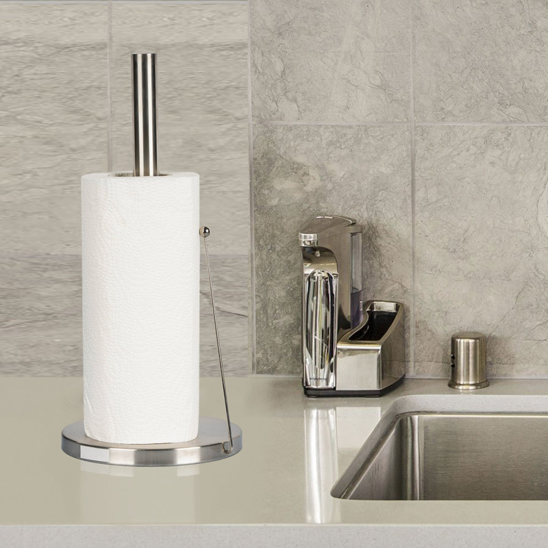 Porte-essuie-tout en acier inoxydable | Distributeur de papier essuie-tout à une main avec base lestée Easy Easy Finition brossée